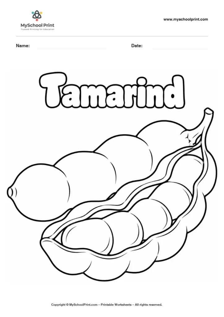 Tamarind Pods fruit coloring page for kids