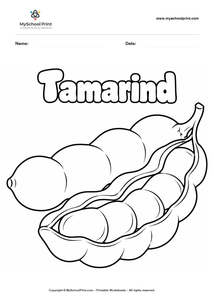 Worksheets Tamarind Pods fruit coloring page for kids