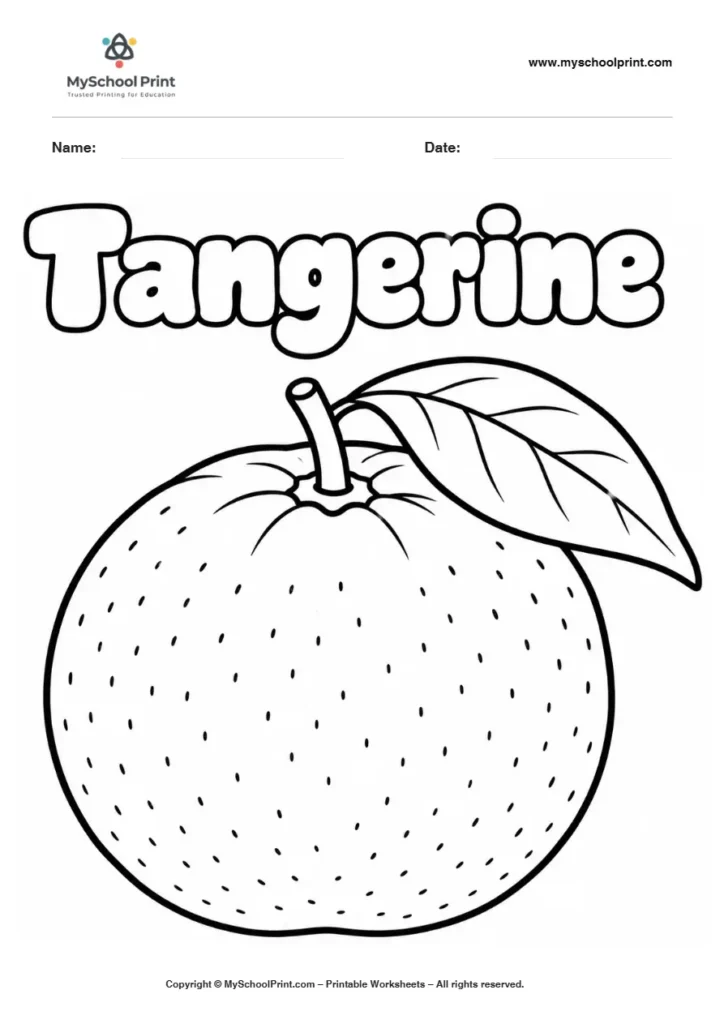 Tangerine fruit coloring page for kids