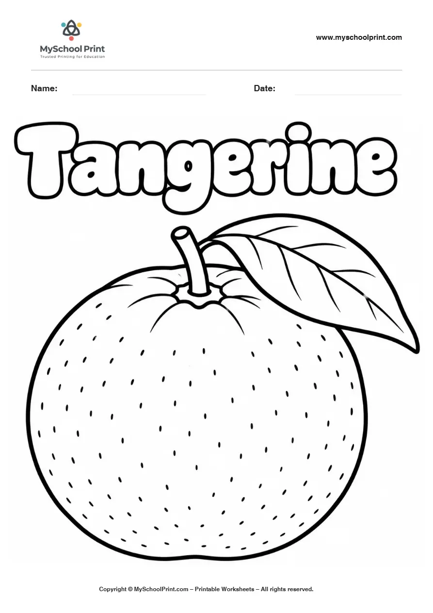 Worksheets Tangerine fruit coloring page for kids