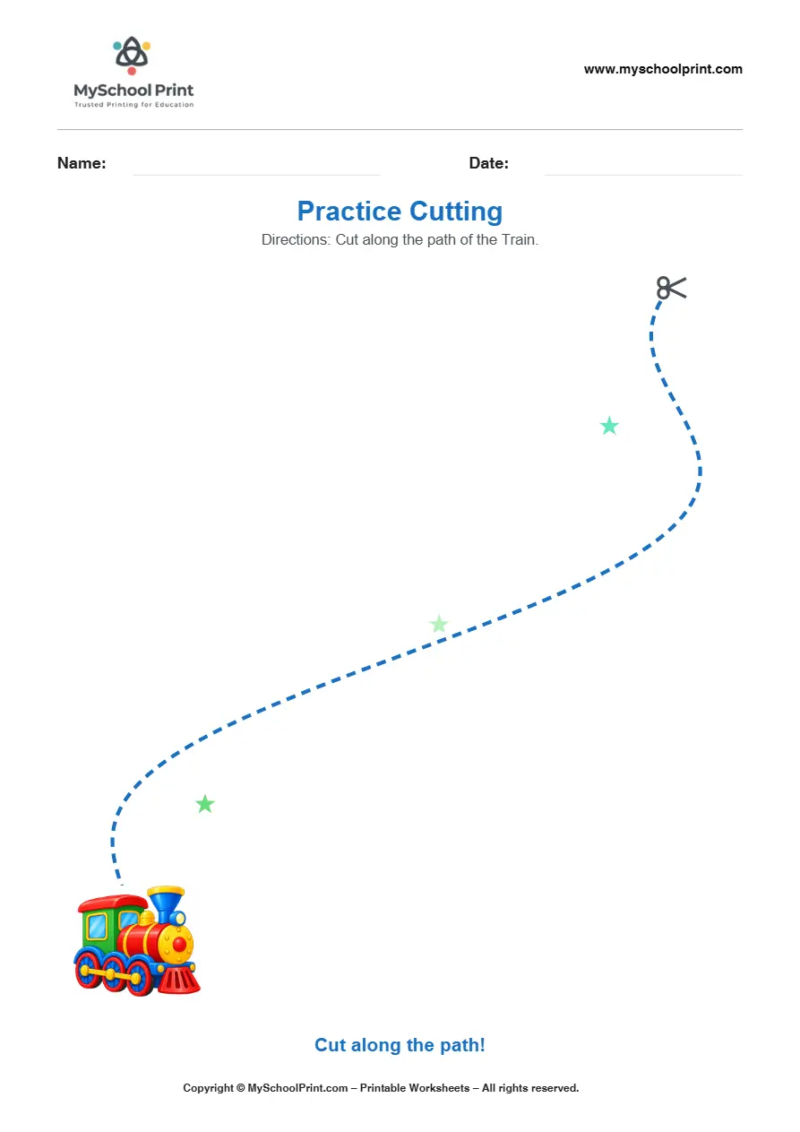 Scissor activity worksheet 10 for kids