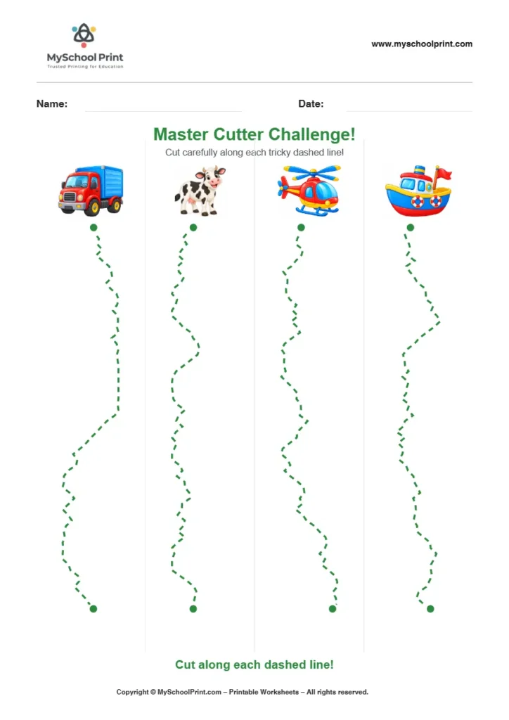Scissor activity worksheet 100 for kids