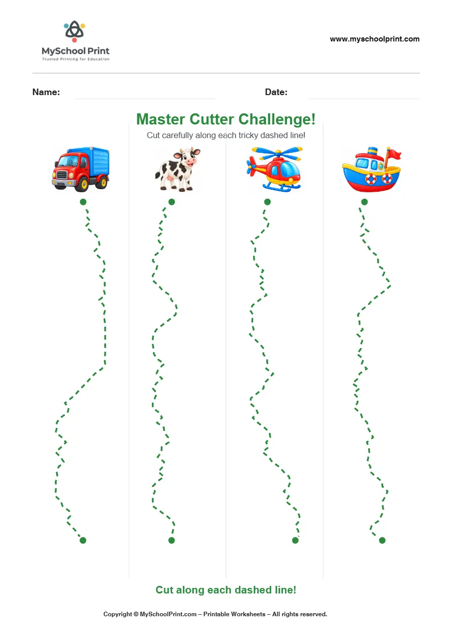 Scissor activity worksheet 100 for kids