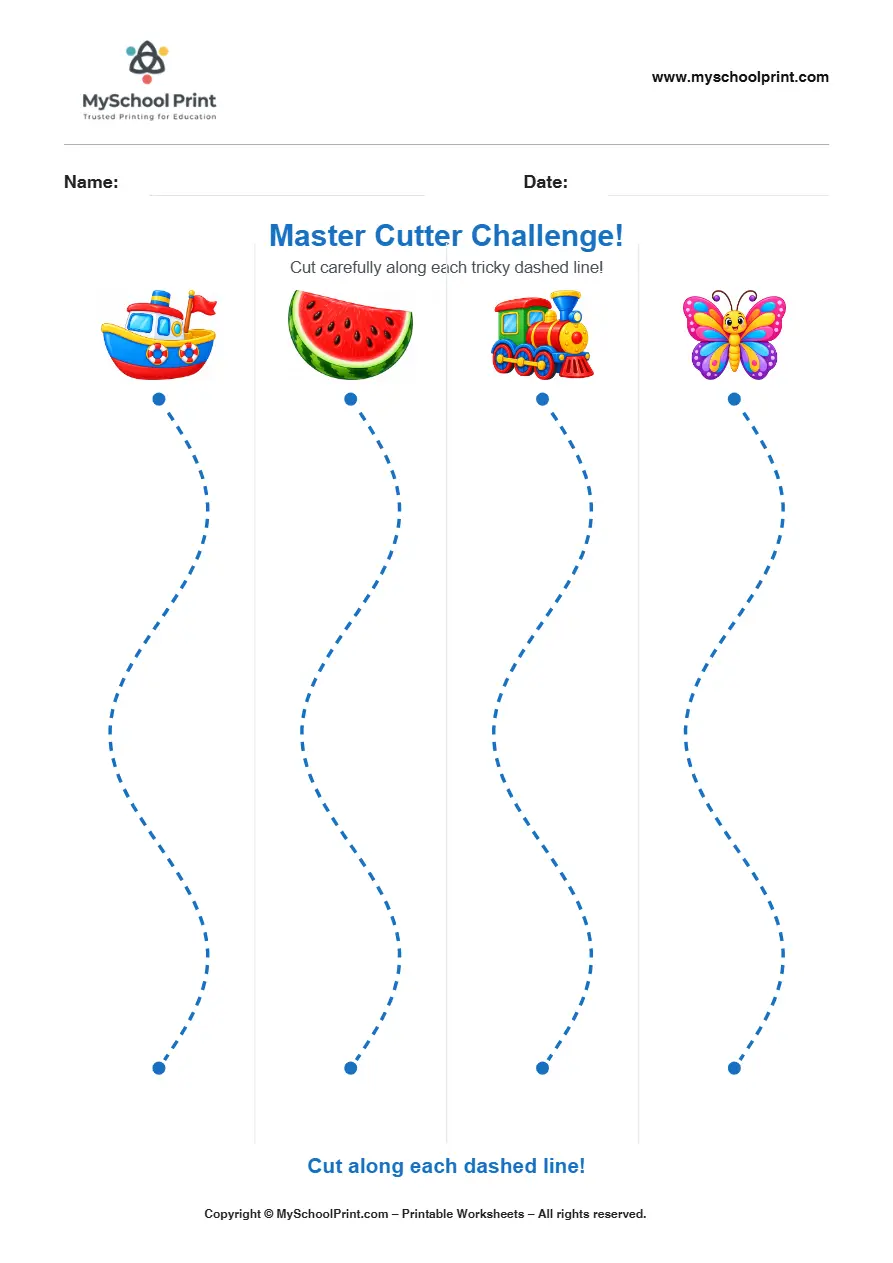 Scissor activity worksheet 102 for kids