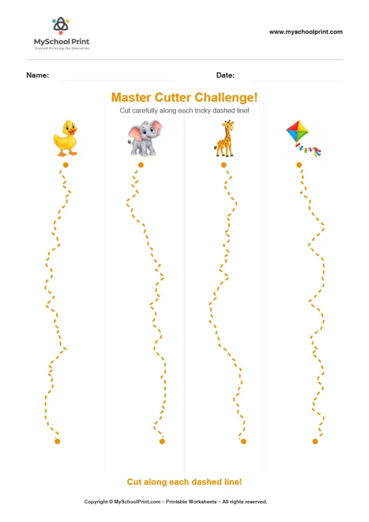 Scissor activity worksheet 107 for kids
