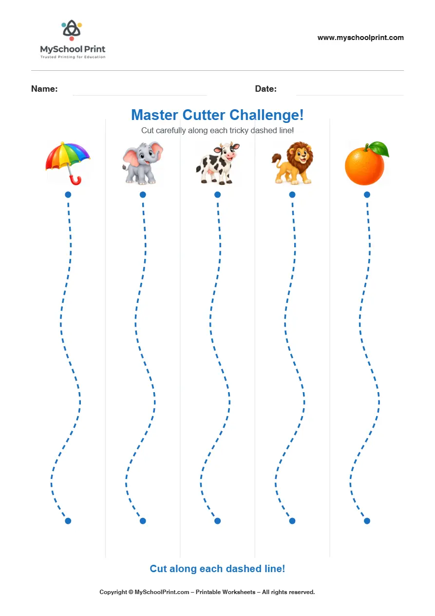 Scissor activity worksheet 110 for kids