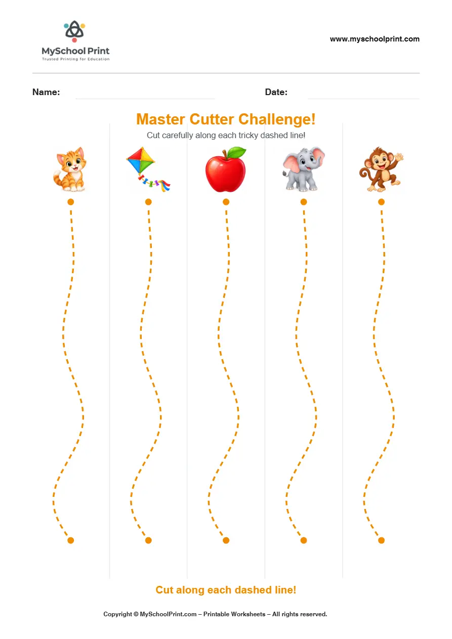 Scissor activity worksheet 114 for kids