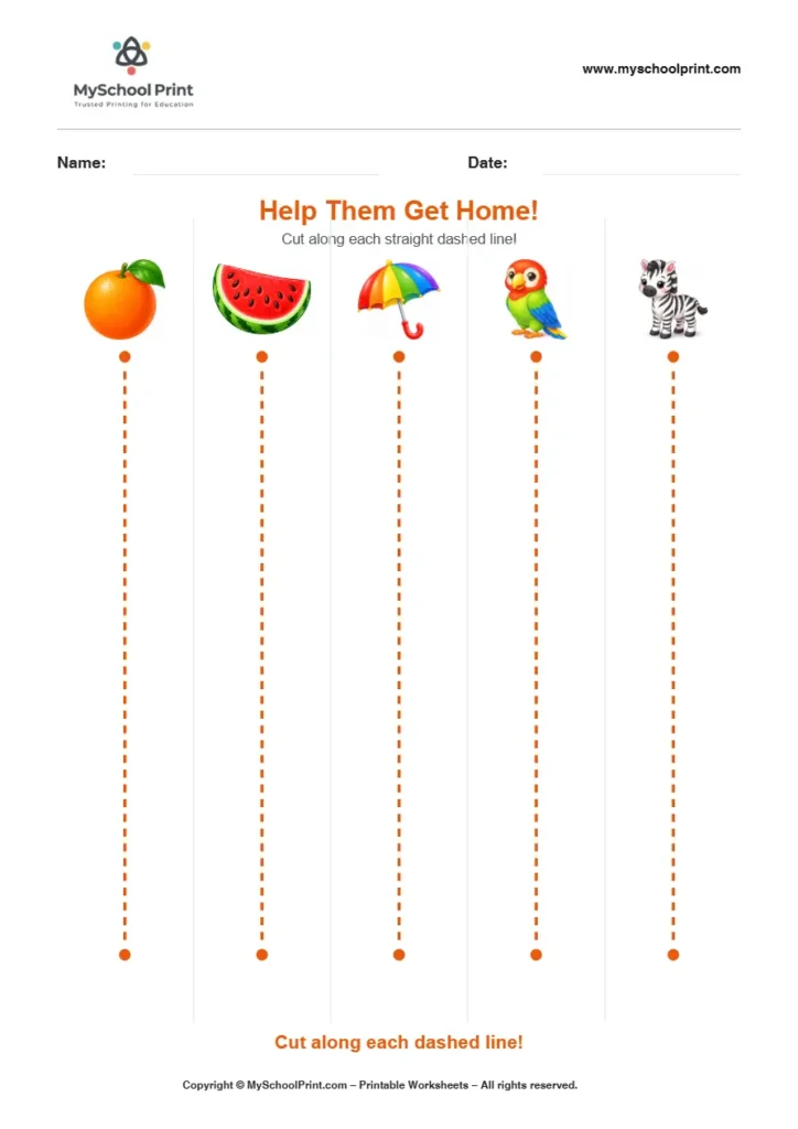 Scissor activity worksheet 55 for kids