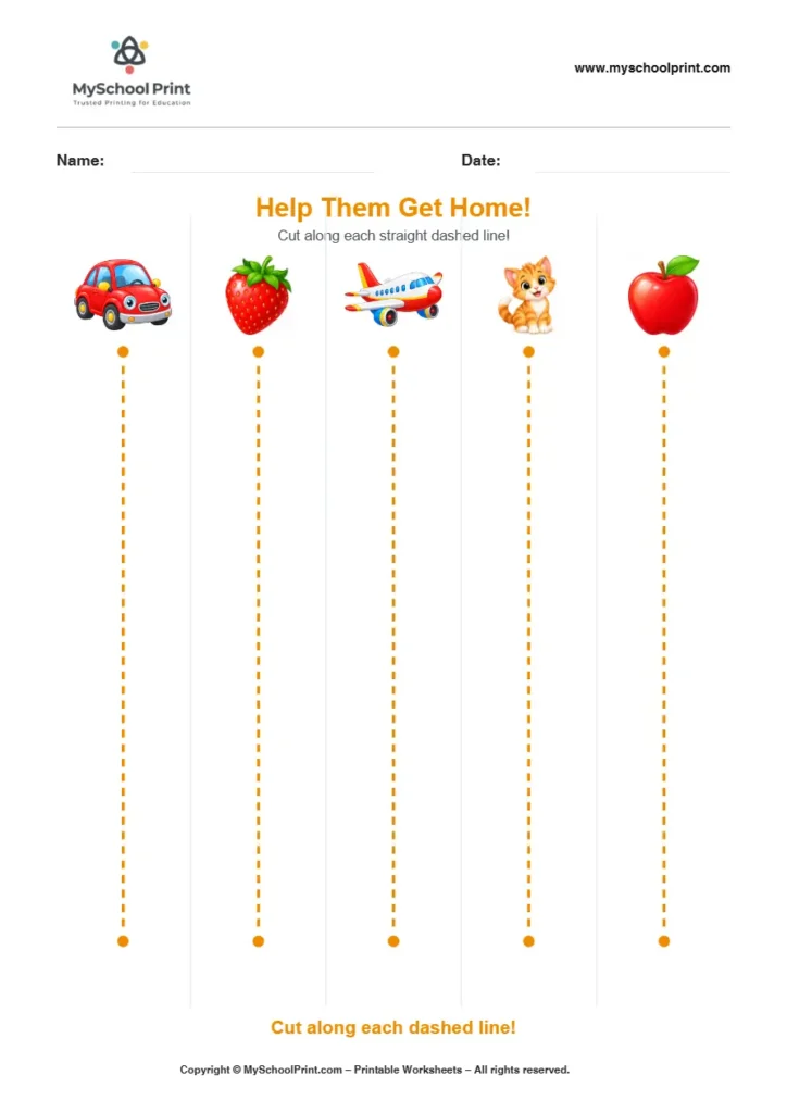 Scissor activity worksheet 60 for kids