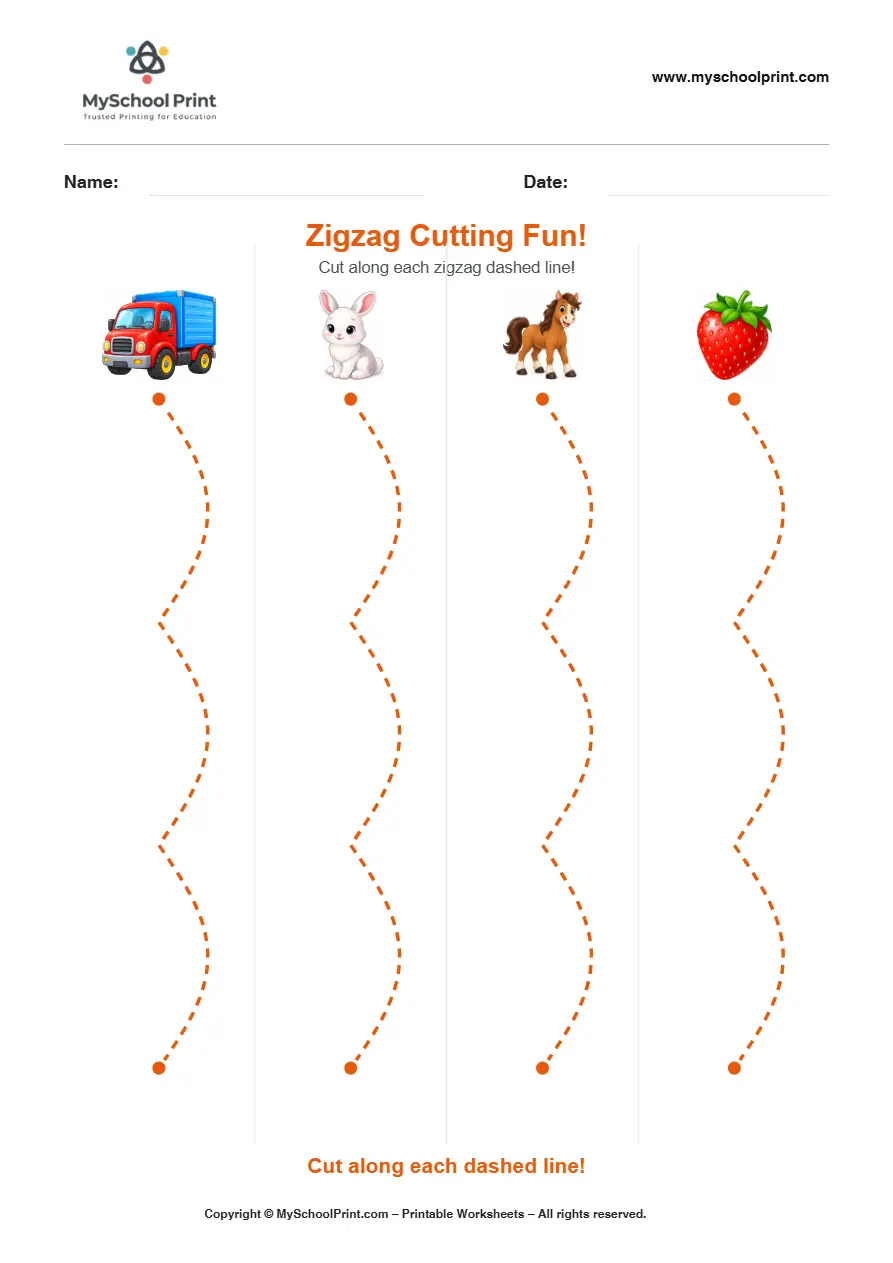 Scissor activity worksheet 90 for kids